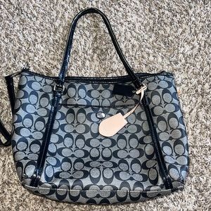 Black and gray large Coach purse